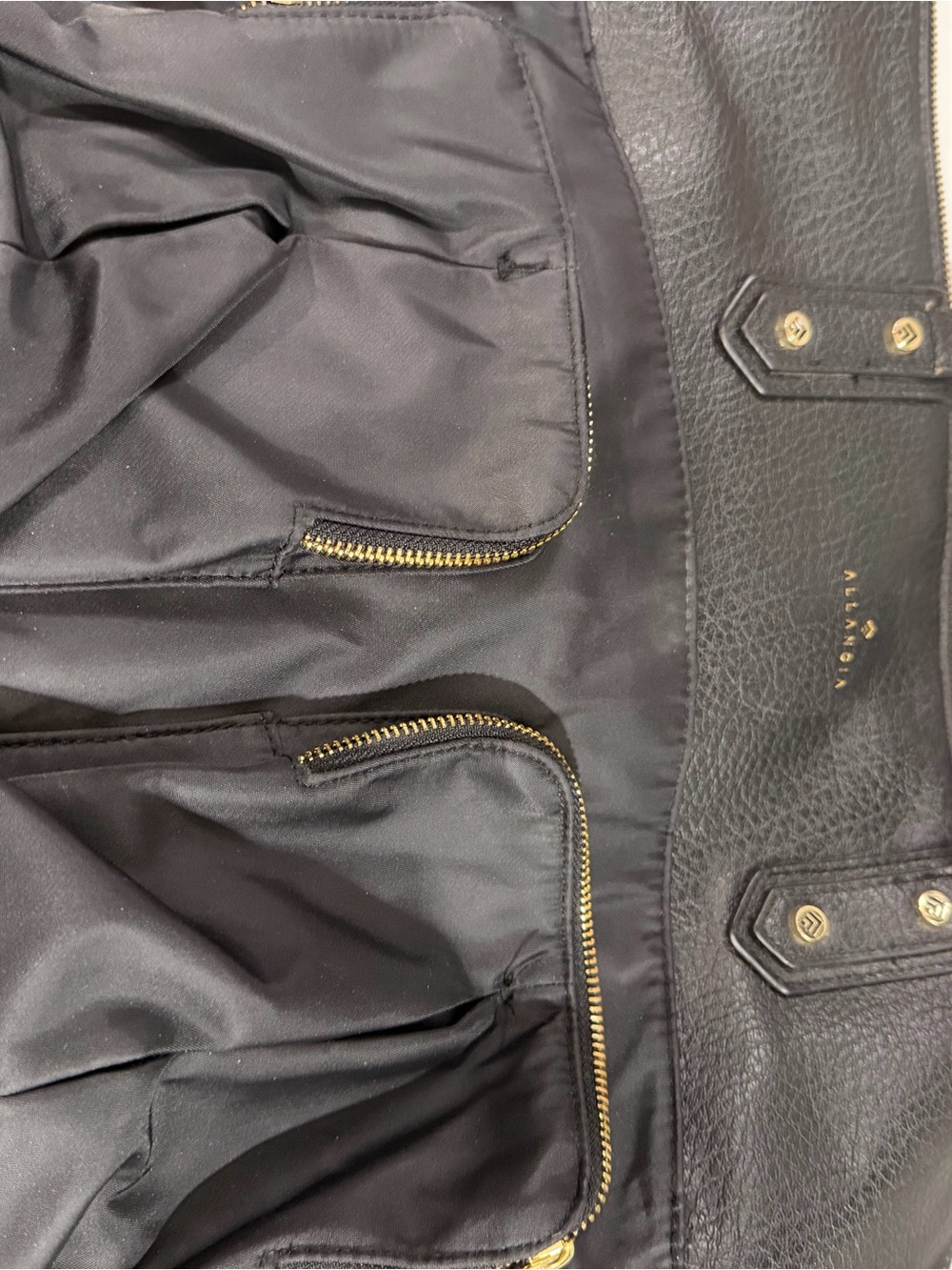 Allanah Black Leather Tote with Gold Logo